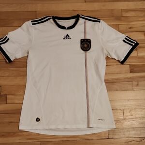 Adidas Germany Soccer National Team White Jersey with Black and Gold Details